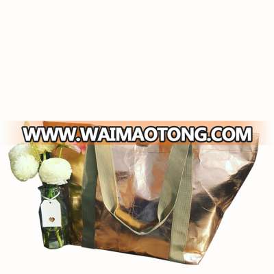 strong luxury washable kraft metallic paper tote